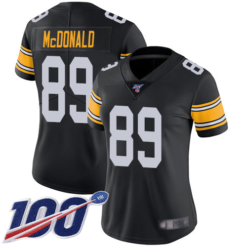 Women Pittsburgh Steelers Football #89 Limited Black Vance McDonald Alternate 100th Season Vapor Untouchable Nike NFL Jersey->women nfl jersey->Women Jersey